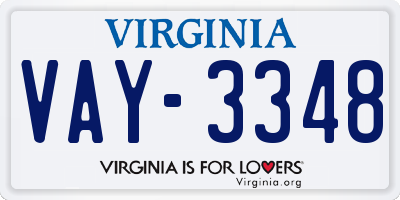 VA license plate VAY3348