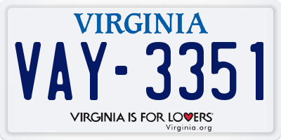 VA license plate VAY3351
