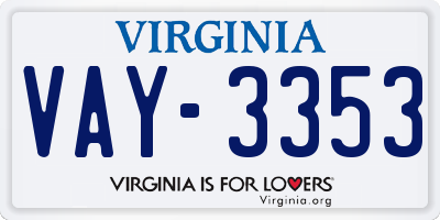 VA license plate VAY3353
