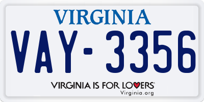 VA license plate VAY3356