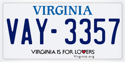 VA license plate VAY3357