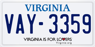 VA license plate VAY3359