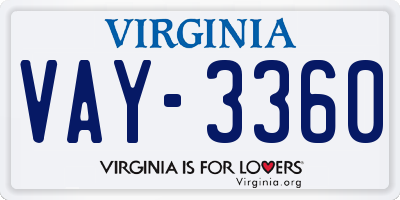 VA license plate VAY3360