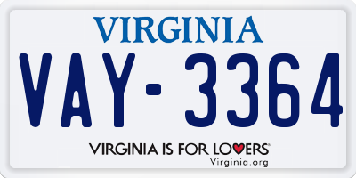 VA license plate VAY3364