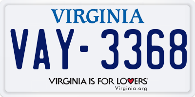 VA license plate VAY3368