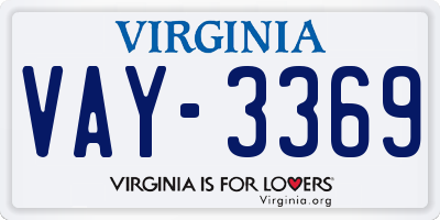 VA license plate VAY3369