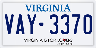 VA license plate VAY3370