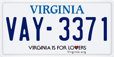 VA license plate VAY3371