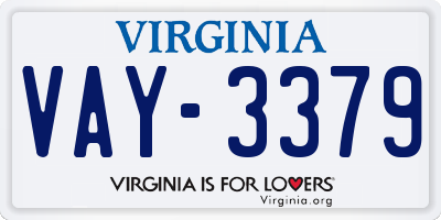 VA license plate VAY3379