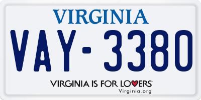 VA license plate VAY3380
