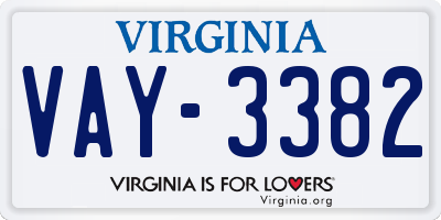 VA license plate VAY3382