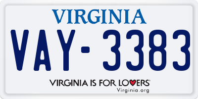 VA license plate VAY3383