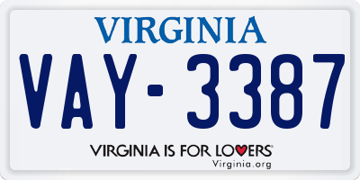 VA license plate VAY3387