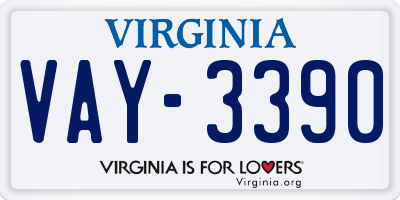 VA license plate VAY3390