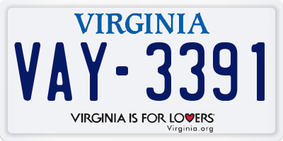 VA license plate VAY3391