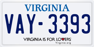 VA license plate VAY3393