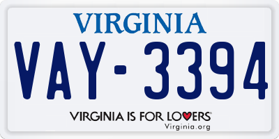 VA license plate VAY3394