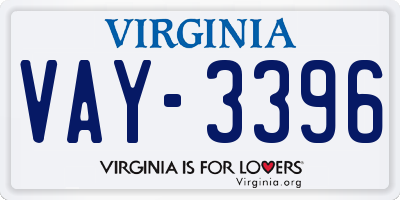 VA license plate VAY3396