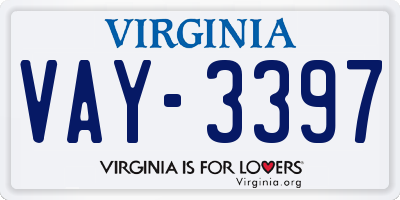 VA license plate VAY3397