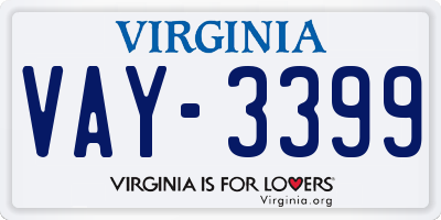 VA license plate VAY3399