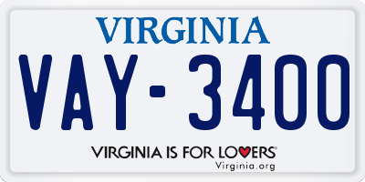 VA license plate VAY3400