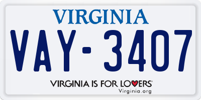 VA license plate VAY3407