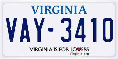 VA license plate VAY3410