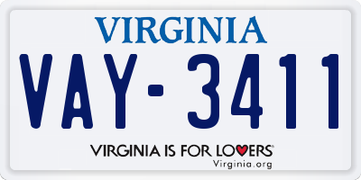 VA license plate VAY3411
