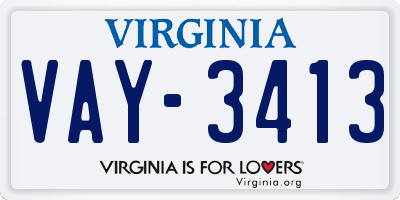 VA license plate VAY3413