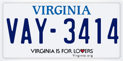 VA license plate VAY3414