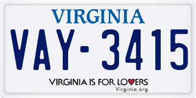 VA license plate VAY3415