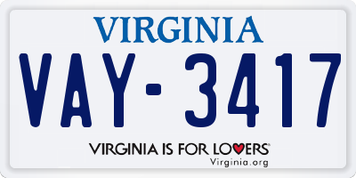 VA license plate VAY3417