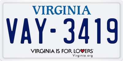 VA license plate VAY3419