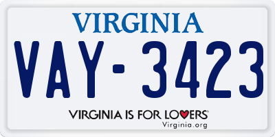VA license plate VAY3423