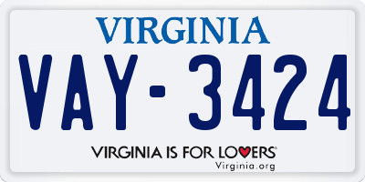 VA license plate VAY3424