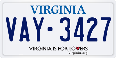 VA license plate VAY3427