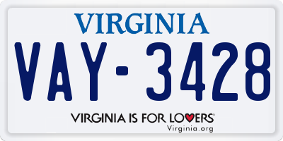 VA license plate VAY3428