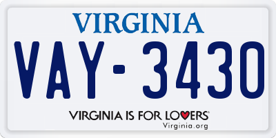 VA license plate VAY3430