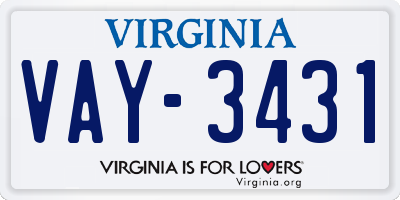 VA license plate VAY3431