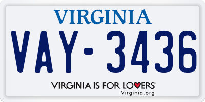 VA license plate VAY3436