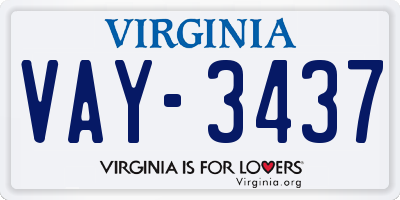 VA license plate VAY3437