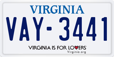 VA license plate VAY3441
