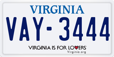 VA license plate VAY3444