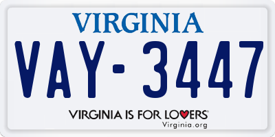 VA license plate VAY3447