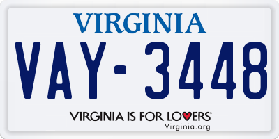 VA license plate VAY3448