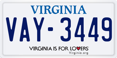 VA license plate VAY3449