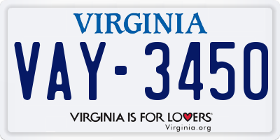 VA license plate VAY3450