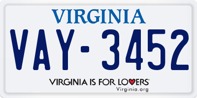 VA license plate VAY3452