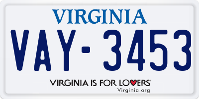 VA license plate VAY3453