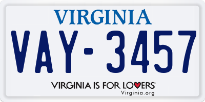VA license plate VAY3457